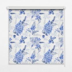 COLORAY. HU Ablak roló Kék virágok Sötétítő redőny (gumi bevonattal) 150x240 cm