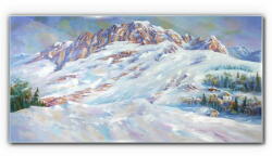 COLORAY. HU Üvegkép A hó hegyek téli festménye 140x70 cm