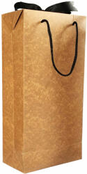 Paper Craft SET 10 Boxbag pungi cadou kraft natur pentru 2 sticle vin (35x18x9 cm)