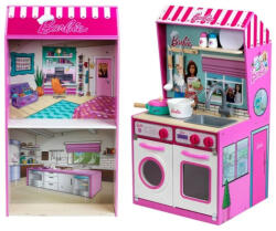 Klein Bucatarie Barbie din lemn 2 in 1, cu multiple accesorii si cu casa de papusi integrata - - 4009847073129