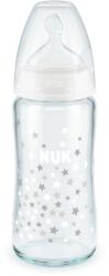 Nuk Стъклено шише със силиконов биберон NUK - First Choice, TC, 240 ml, 0-6 месеца, Бяло (10745121-Бял)