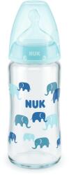 Nuk Стъклено шише със силиконов биберон NUK - First Choice, TC, 240 ml, 0-6 месеца, Синьо (10745121-Син)