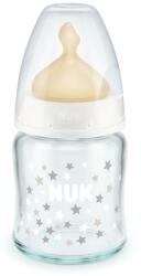 Nuk Стъклено шише с каучуков биберон NUK - First Choice, TC, 120 ml, 0-6 месеца, Бяло (10747115-Бял)