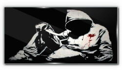 COLORAY. HU Üvegkép Banksy kés fekete-fehér 140x70 cm