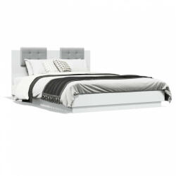 vidaXL fehér ágykeret fejtámlával és LED-világítással 150 x 200 cm (3210003) - balena