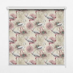 COLORAY. HU Roló függöny Fehér flamingók Sötétítő redőny (gumi bevonattal) 130x140 cm