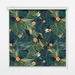 COLORAY. HU Ablak roló Trópusi levelek és virágok Sötétítő redőny (gumi bevonattal) 150x140 cm