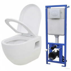 vidaXL Falra szerelhető fehér kerámia WC rejtett öblítőtartállyal (275791)