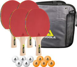 JOOLA Pingpong ütő szett Joola orkán tároló tokkal, 4 db Spirit ütő, 10 db labda narncs és fehér