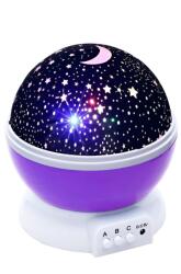 E-manor Éjszakai lámpa gyermekeknek csillag- és holdkivetítéssel, forgató funkcióval, lila színben, E-manor® (LMPM)