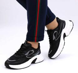 Zibra Sneakers de dama cu talpa supradimensionata si banda reflectorizanta 558-BLACK/WHITE (558-BLACK/WHITE)