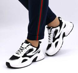 Zibra Sneakers de dama cu talpa supradimensionata si banda reflectorizanta SF885-WHITE/BLACK (SF885-WHITE/BLACK)