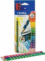 LYRA Színes ceruza készlet háromszögletű Lyra Groove slim 12 db-os + ajándék hegyező (TRA-0156)
