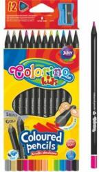Colorino Kids prémium fekete háromszögletű testű színes ceruza készlet, 12 darabos (STB-0154)