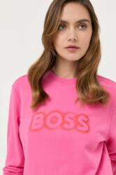 HUGO BOSS pamut melegítőfelső fehér, női, nyomott mintás - rózsaszín S - answear - 42 990 Ft