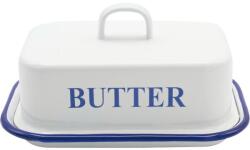 Gastro Zománcozott vajtartó doboz, 17x12 cm, fehér/kék