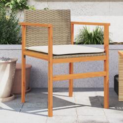 vidaXL 2 db bézs polyrattan és tömör fa kerti szék párnával (368713) - vidaxl