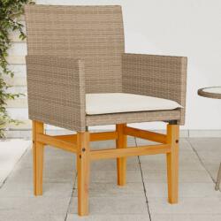 vidaXL 2 db bézs polyrattan és tömör fa kerti szék párnával (368716) - vidaxl