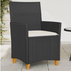 vidaXL 2 db fekete polyrattan és tömör fa kerti szék párnával (368717) - vidaxl