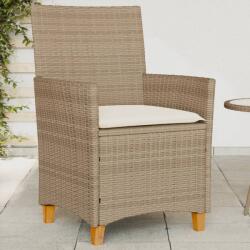 vidaXL 2 db bézs polyrattan és tömör fa kerti szék párnával (368719) - vidaxl
