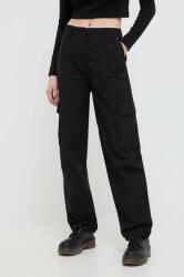 Tommy Jeans nadrág női, fekete, magas derekú egyenes - fekete 30/32