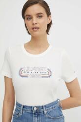 Tommy Hilfiger pamut póló női, bézs - bézs M - answear - 16 990 Ft