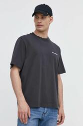 Abercrombie & Fitch pamut póló szürke, férfi, nyomott mintás - szürke S
