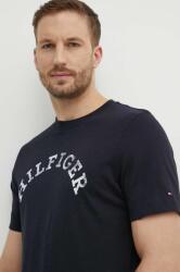 Tommy Hilfiger pamut póló sötétkék, férfi, nyomott mintás, MW0MW34432 - sötétkék M