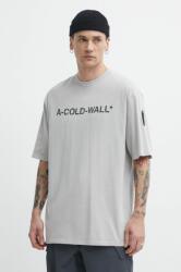 A-cold-wall* pamut póló Overdye Logo T-Shirt szürke, férfi, nyomott mintás, ACWMTS186 - szürke L