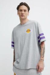 New Era pamut póló szürke, férfi, nyomott mintás, LOS ANGELES LAKERS - szürke S
