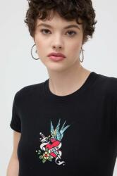 Superdry pamut póló női, fekete - fekete S - answear - 12 990 Ft