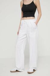 Tommy Jeans nadrág vászonkeverékből fehér, magas derekú széles, DW0DW17965 - fehér S