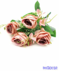 4 fejes rózsa csokor díszítőkkel 32 cm - Mályva