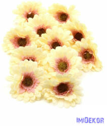  Gerbera selyemvirág fej 8 cm 11 db/csomag - Krém-Rózsaszín