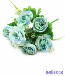  Rózsa ranunculus vegyes selyem csokor 32 cm - Kék