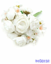  Boglárka 5 szálas köteg apró virágokkal 29 cm - Fehér