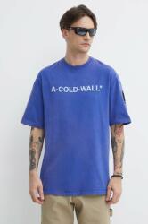 A-cold-wall* pamut póló Overdye Logo T-Shirt férfi, nyomott mintás, ACWMTS186 - kék L - answear - 76 990 Ft
