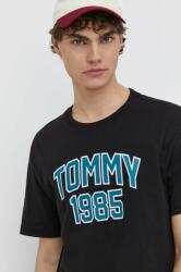 Tommy Jeans pamut póló fekete, férfi, nyomott mintás, DM0DM18559 - fekete XL