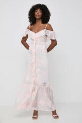 GUESS selyemkeverékes ruha ELIDE rózsaszín, maxi, harang alakú, W4GK37 WG4U0 - rózsaszín S