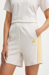 adidas rövidnadrág női, bézs, nyomott mintás, magas derekú, IS3675 - bézs L