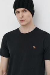 Abercrombie & Fitch pamut póló fekete, férfi, nyomott mintás - fekete XS