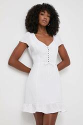 GUESS ruha vászonkeverékből FEDERICA fehér, mini, harang alakú, W4GK98 WG7B0 - fehér XS