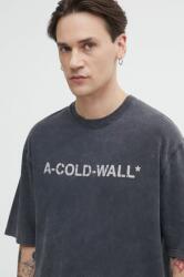 A-cold-wall* pamut póló Overdye Logo T-Shirt fekete, férfi, nyomott mintás, ACWMTS186 - fekete S