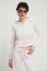 Juicy Couture velúr pulóver rózsaszín, nyomott mintás, kapucnis - rózsaszín XL