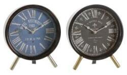 DEKODONIA Stolní hodiny DKD Home Decor Geam Negru Albastru Metal (20, 5 x 5 x 24 cm) (2 Unități)