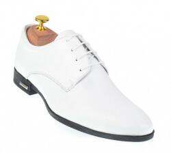 Pantofi albi barbati , eleganti din piele naturala box , GKR Alb - GKR80A