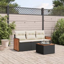 vidaXL 4 részes fekete polyrattan kerti ülőgarnitúra párnákkal (3259844) - balena