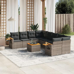 vidaXL 9 részes szürke polyrattan kerti ülőgarnitúra párnákkal (3226669) - balena