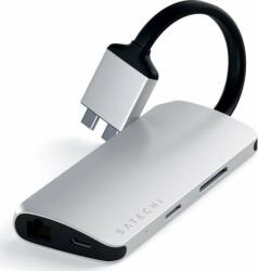 Satechi Adaptor Satechi USB-C Dual Multimedia la USB, 2 x HDMI 4K, Ethernet, Silver (ST-TCDMMAS)
