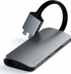 Satechi Adaptor Satechi USB-C Dual Multimedia la USB, 2 x HDMI 4K, Ethernet, Space Gray (ST-TCDMMAM)